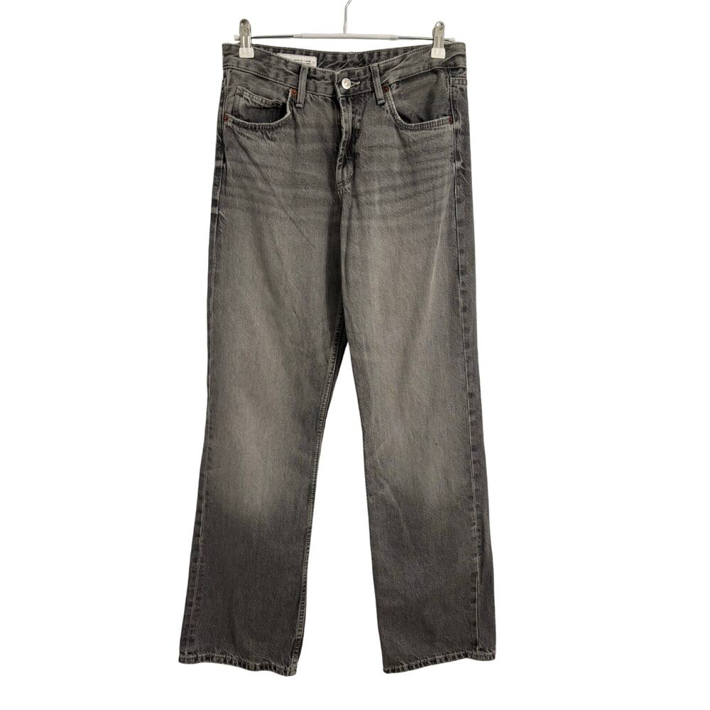 Zara Women's 6 Gray Loose Fit Baggy Jeans Y2K Streetwear Skater Distressed 90's